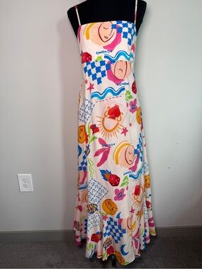 PAPER HEART x Anthropologie | Tarot Love Celestial Print Tie-Back Maxi Dress M